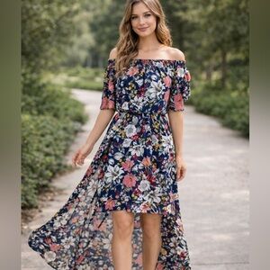 Luxology Off Shoulder Floral High Low Dress | Women’s Medium